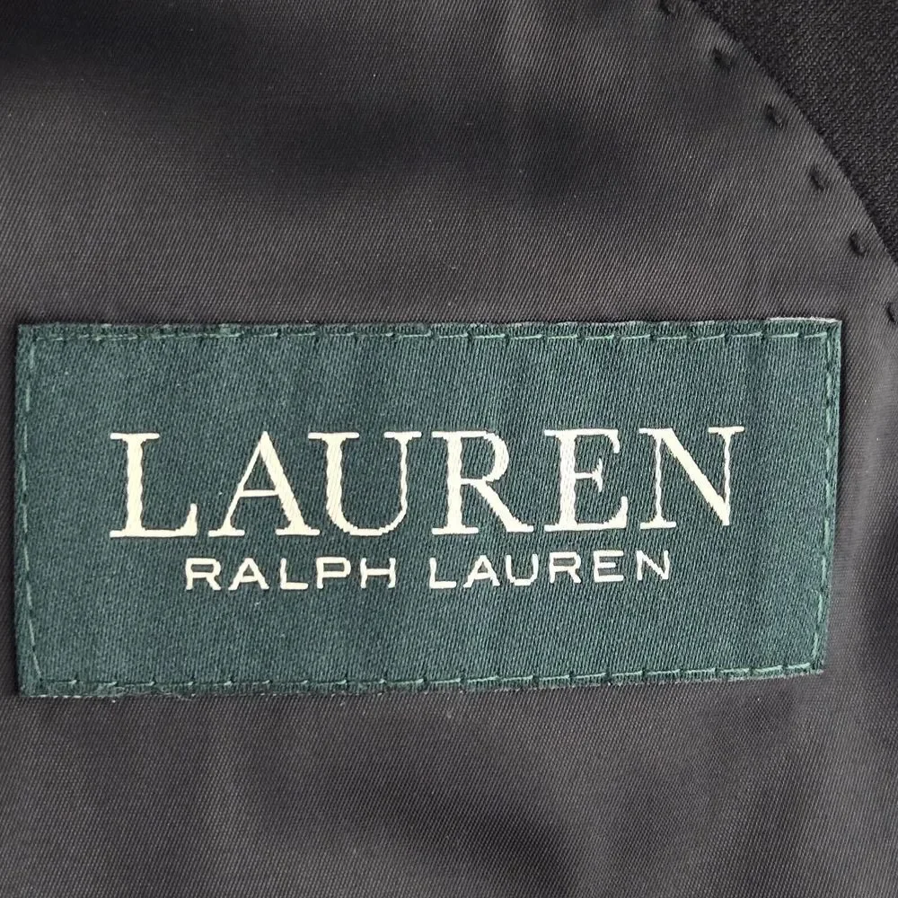 Lauren Ralph Lauren Mens 43L Solid Black Wool Metal‎ Button Blazer Sport Coat